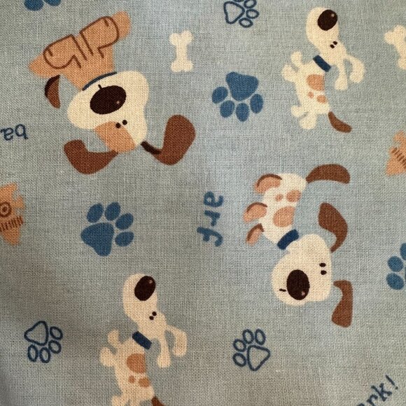 Dog Arf Bark Paw    Blue Cotton Fabric. 44" wide - Picture 2 of 2